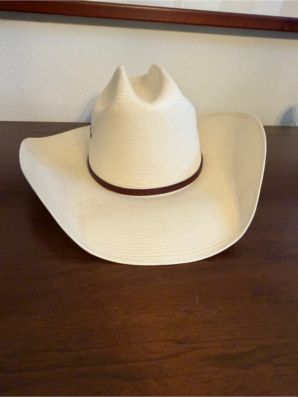 Stetson Cream Straw Western Hat with Brown Trim